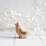 Wooden Chick, Looking Up, a natural wood animal toy by Tiny Fox Hole, cut and finished by hand from solid wood · view 1