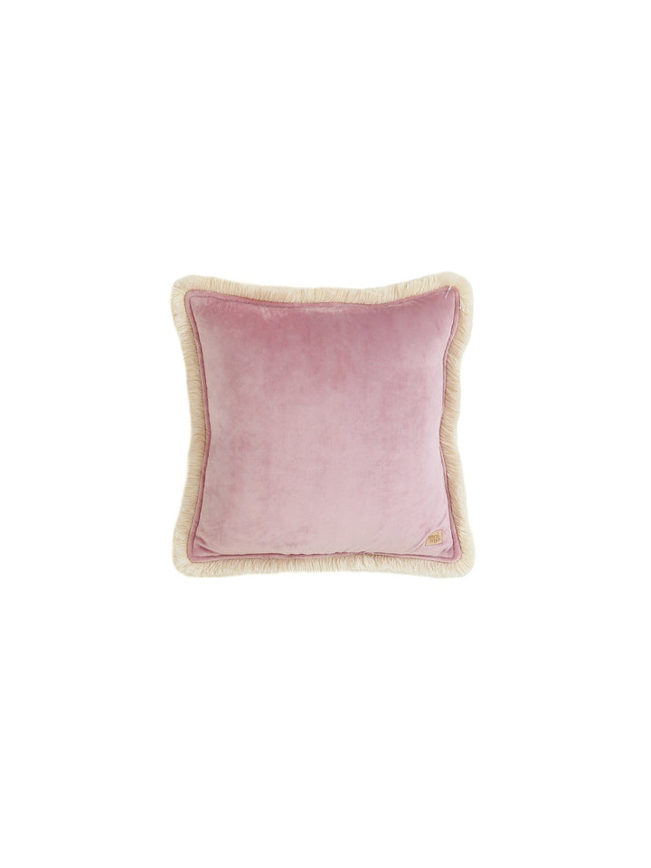 Soft Velvet "Light Pink" Pillow with Fringe