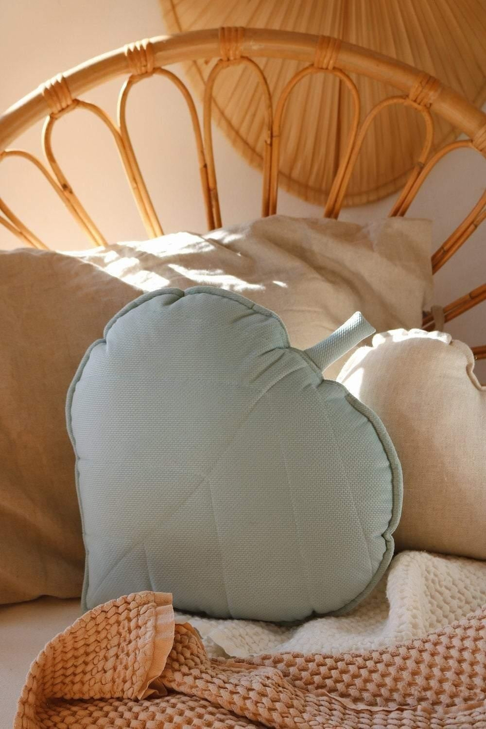 Velvet “Powder Mint” Leaf Pillow