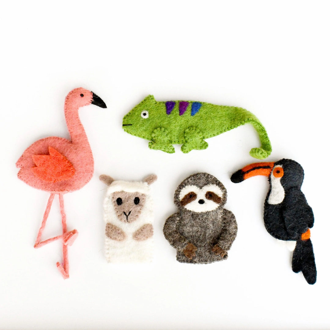 South American Rainforest Animals, Finger Puppet Set