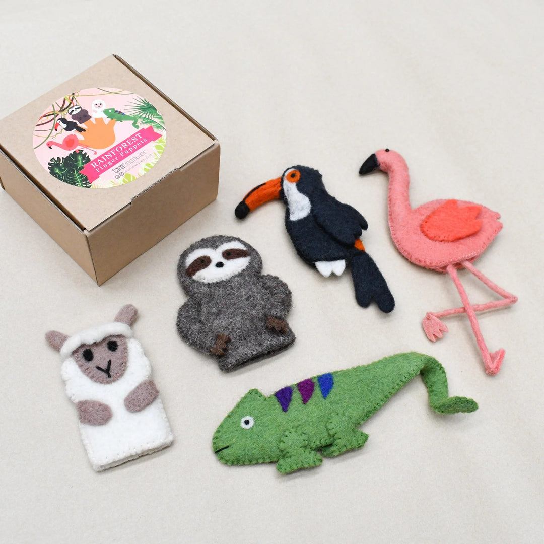 South American Rainforest Animals, Finger Puppet Set