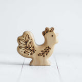 Wooden Rooster, a natural wood animal toy by Tiny Fox Hole, cut and finished by hand from solid wood · view 1