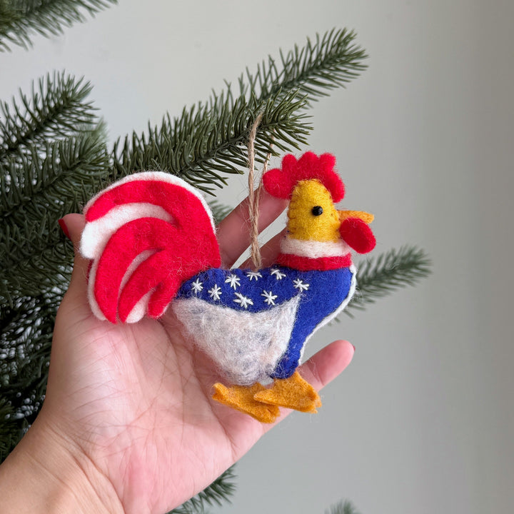 Felt Patriotic Chicken Ornament