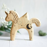 Wooden Unicorn with Wings, a natural wood animal toy by Tiny Fox Hole, cut and finished by hand from solid wood · view 1