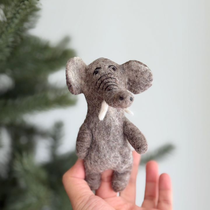 Wool Felt Elephant Finger Puppet