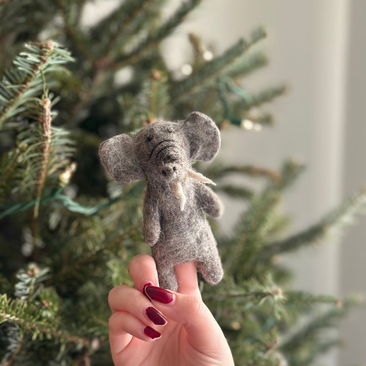 Wool Felt Elephant Finger Puppet