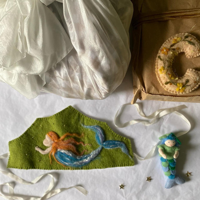 Waldorf Play and Birthday Crown, Mermaid with Copper Hair
