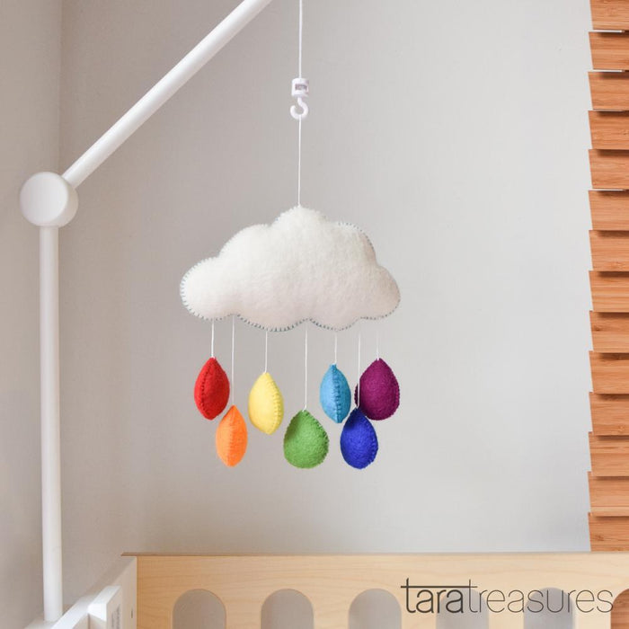 Cloud Nursery Mobile - Medium Rainbow Raindrops