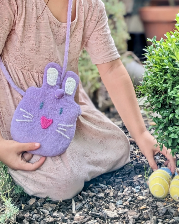 Felt Bunny Easter Hunt Bag, Lilac