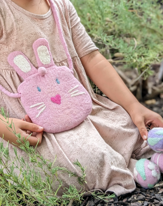 Felt Bunny Easter Hunt Bag, Pink