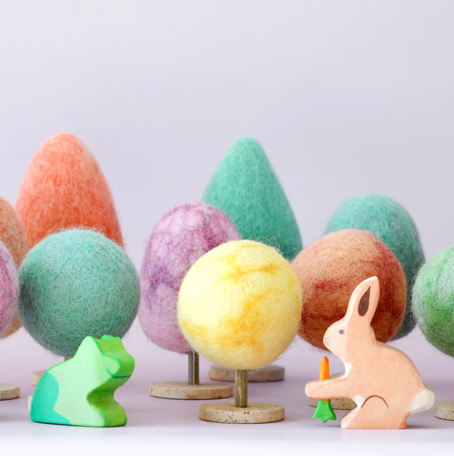 Felt Green Trees, Set of 3
