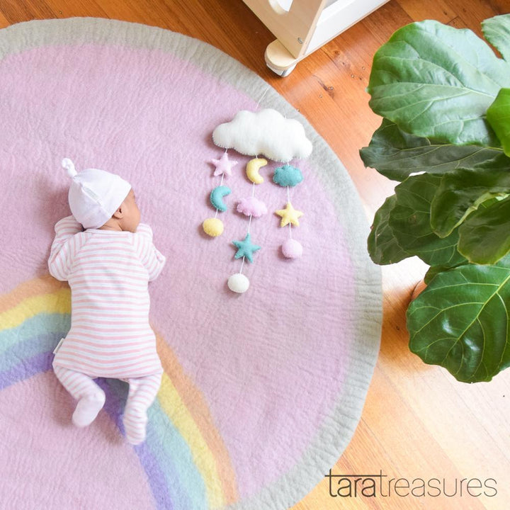Felt Nursery Rug - Pastel Rainbow