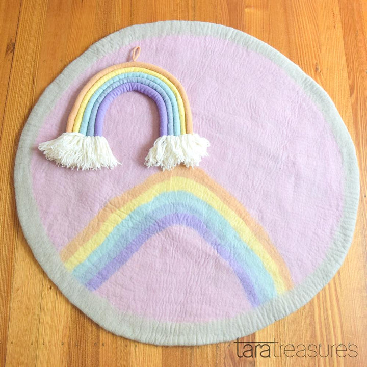 Felt Nursery Rug - Pastel Rainbow