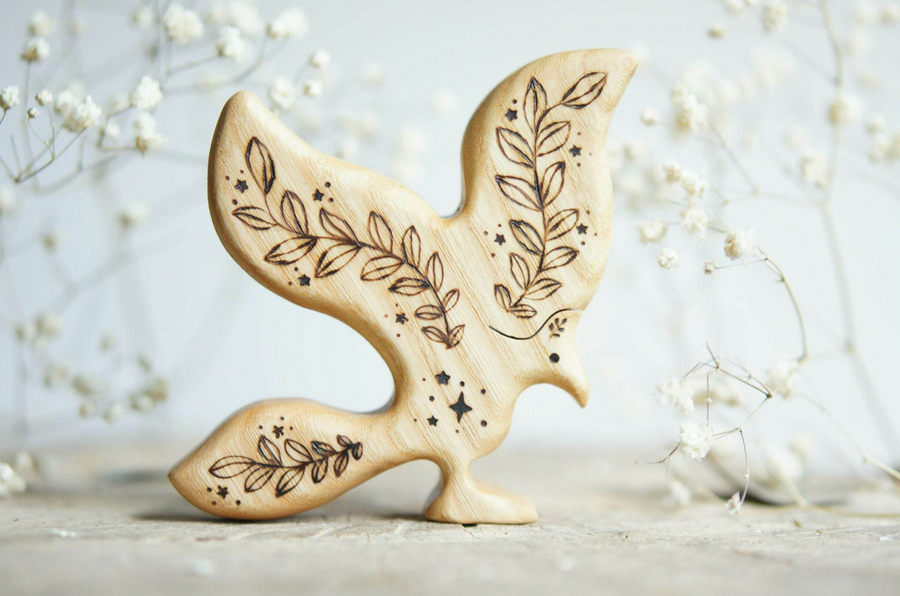 Wooden Phoenix, a natural wood animal toy by Tiny Fox Hole (view 3)