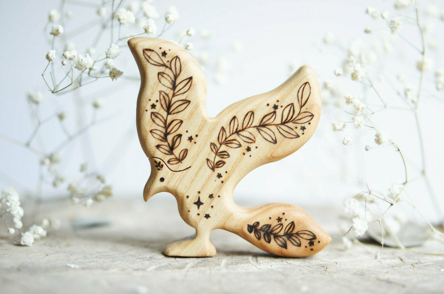 Wooden Phoenix, a natural wood animal toy by Tiny Fox Hole (view 2)