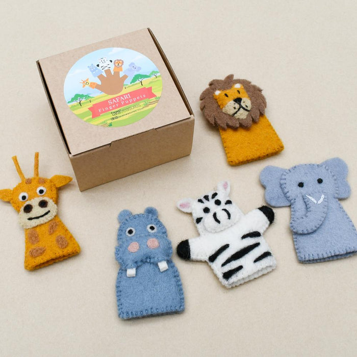 Safari Animals, Finger Puppet Set of 5