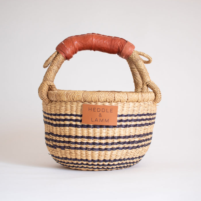Heddle and Lamm Sisi Mini Bolga Basket - Brown Handle