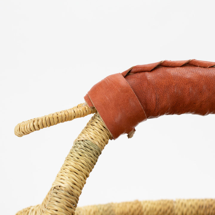 Heddle and Lamm Sisi Mini Bolga Basket - Brown Handle