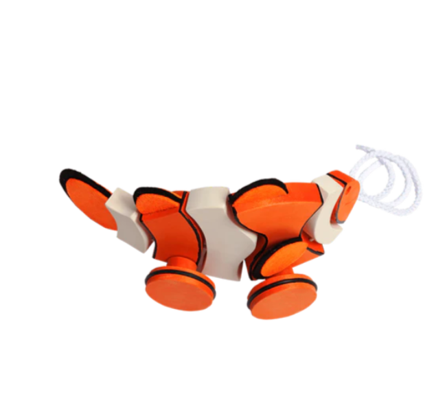 Wooden Clown Fish Pull Along Toy