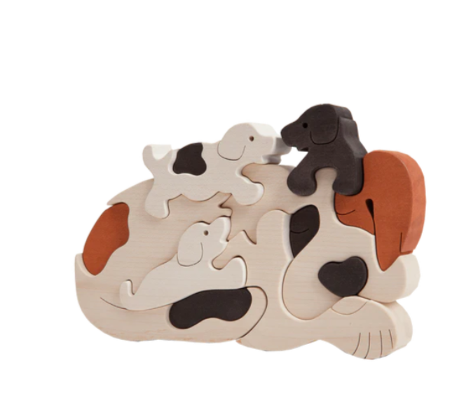 Wooden Dog Puzzle, Natural