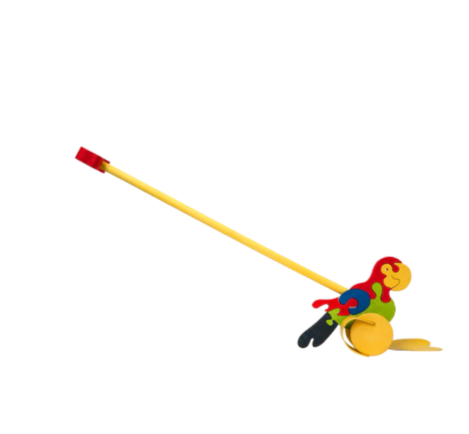 Wooden Parrot Push Along Toy