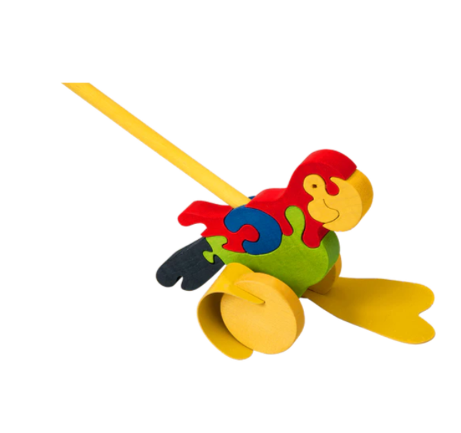 Wooden Parrot Push Along Toy