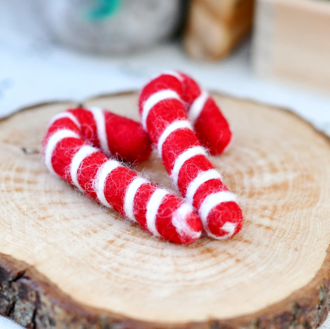 Felt Candy Canes, Set of 2, Red