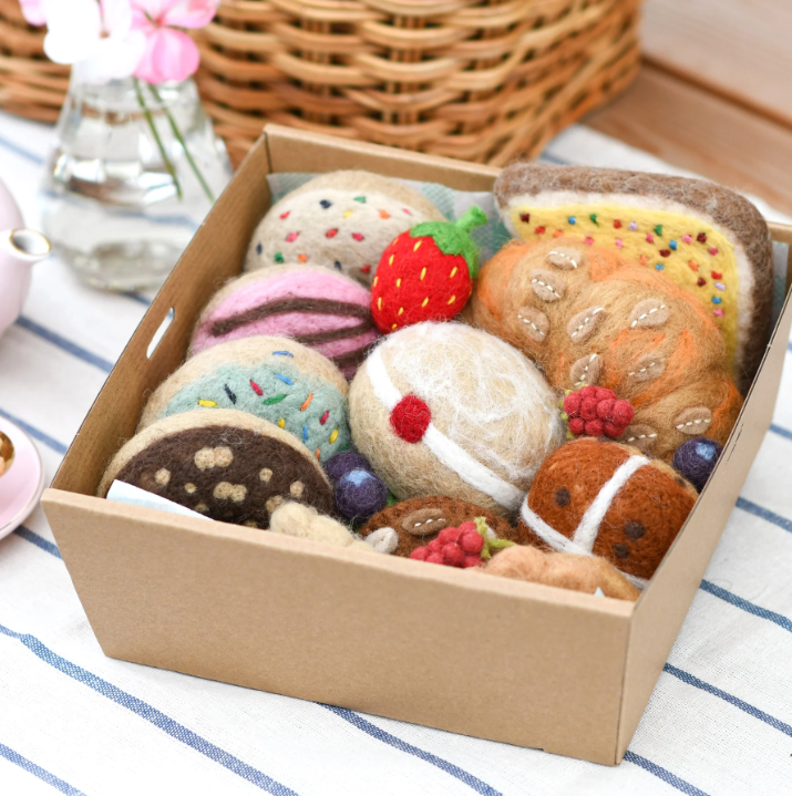 Felt Donut with Blue Vanilla Frosting and Rainbow Sprinkles