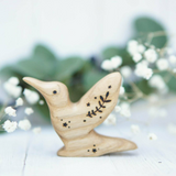 Wooden Hummingbird, a natural wood animal toy by Tiny Fox Hole, cut and finished by hand from solid wood · view 1