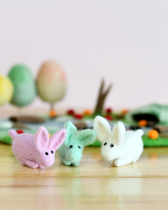 Felt Rabbits, Set of 3, Pastel